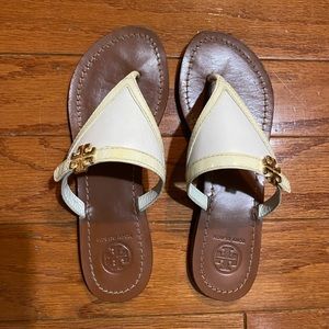 Tori Burch Size 6 sandals. White with darker white ( or off white trim) no box